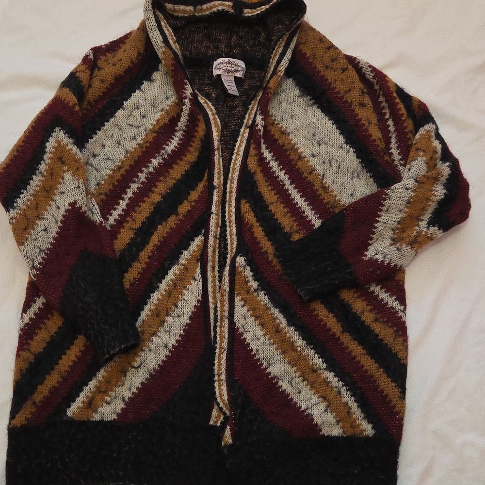 Oliver Multicolor Striped Textured Knit Cardigan Womens Size Medium